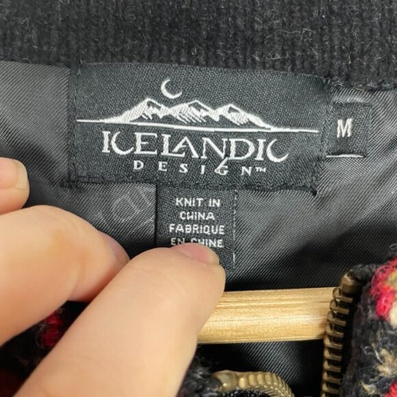 Vintage Icelandic Design 100% wool Floral European Style Zip Jacket Size: M - Picture 9 of 10